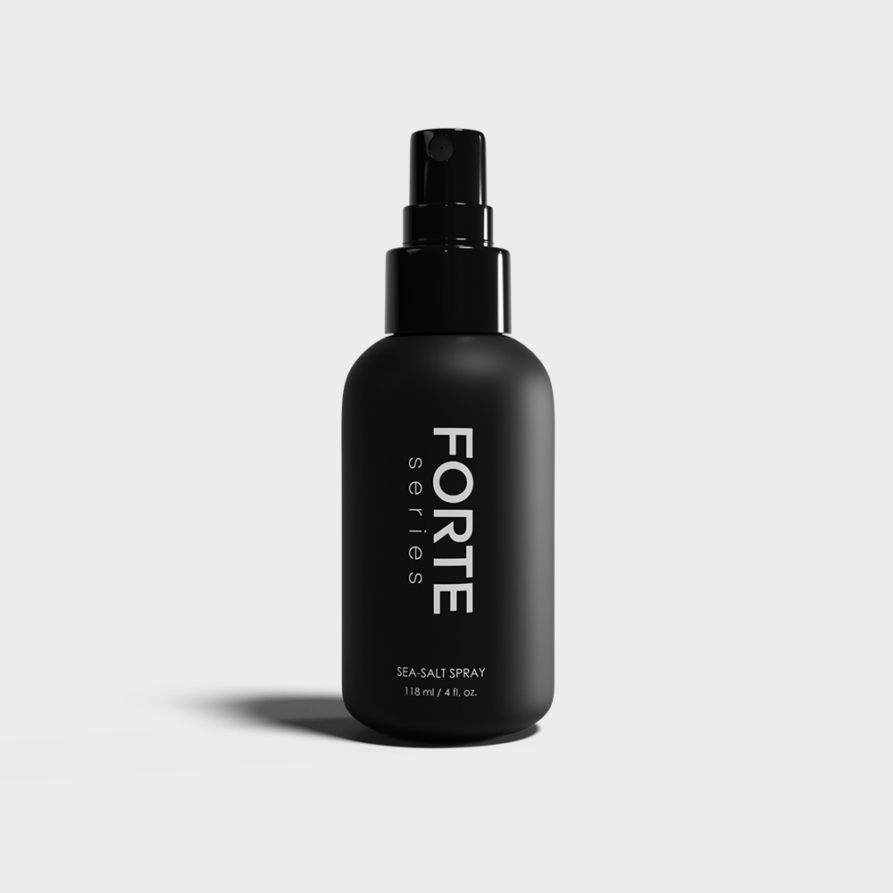 Black spray bottle labeled 'FORTE series' on a plain background.