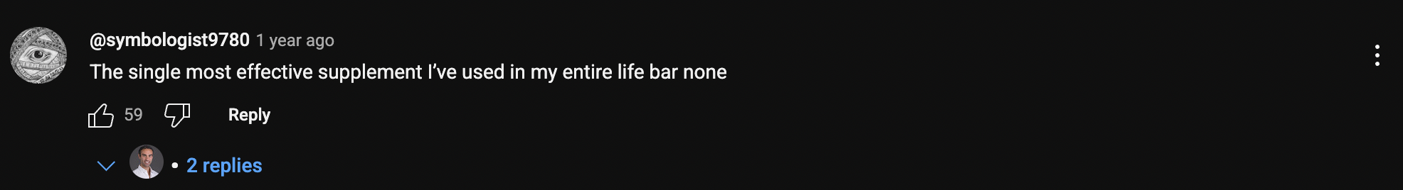 Comment with profile picture, username, and text about using Tudca for liver health and weight loss.