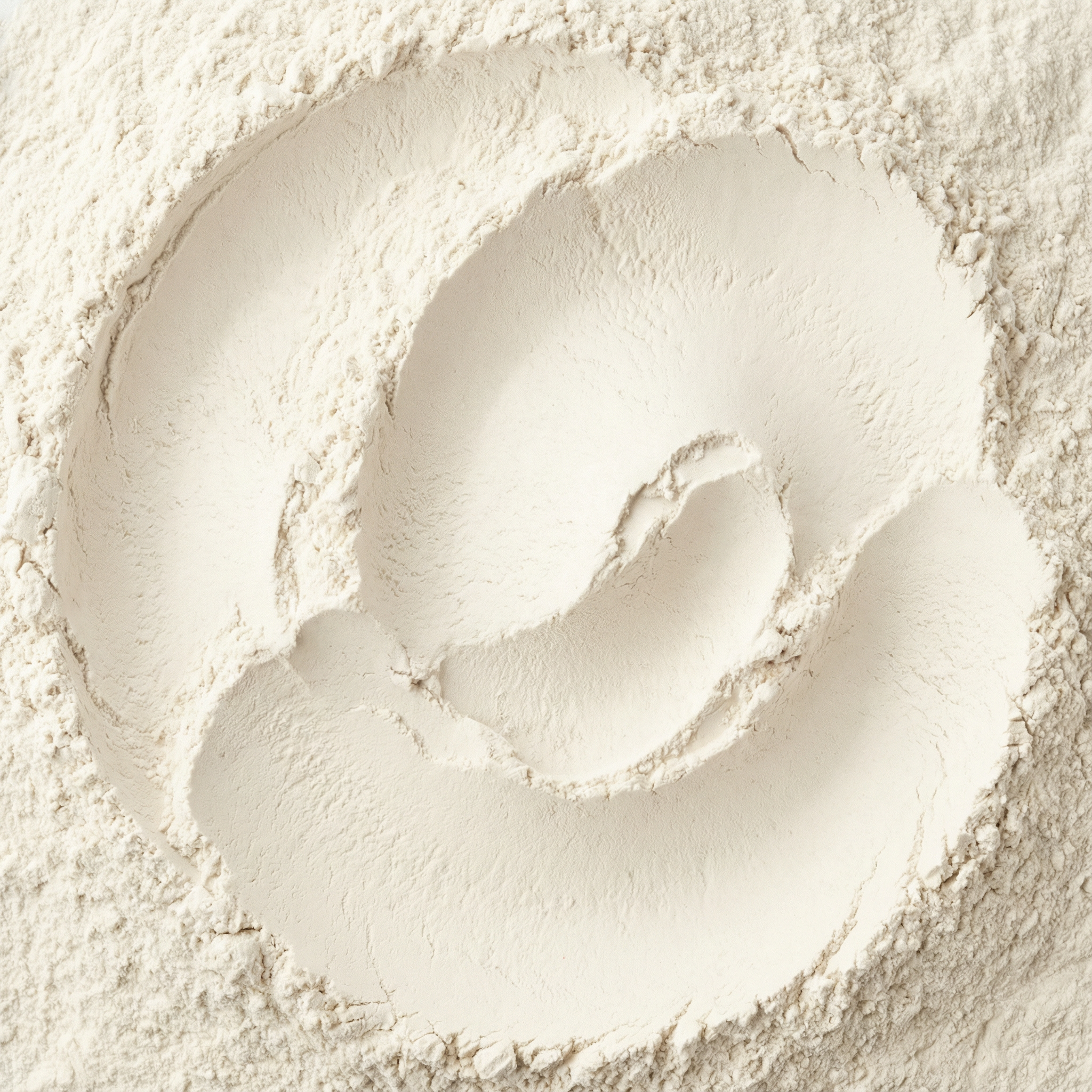 Close-up of white flour with swirling texture.