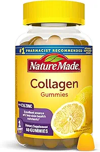 Bottle of Nature Made Collagen Gummies with lemon slices on label.
