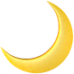 A yellow crescent moon on a white background.