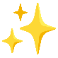 Three yellow sparkling stars on a white background.