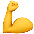 A flexed bicep emoji on a transparent background.