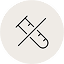 A simple line icon of a test tube crossed out, inside a circle.