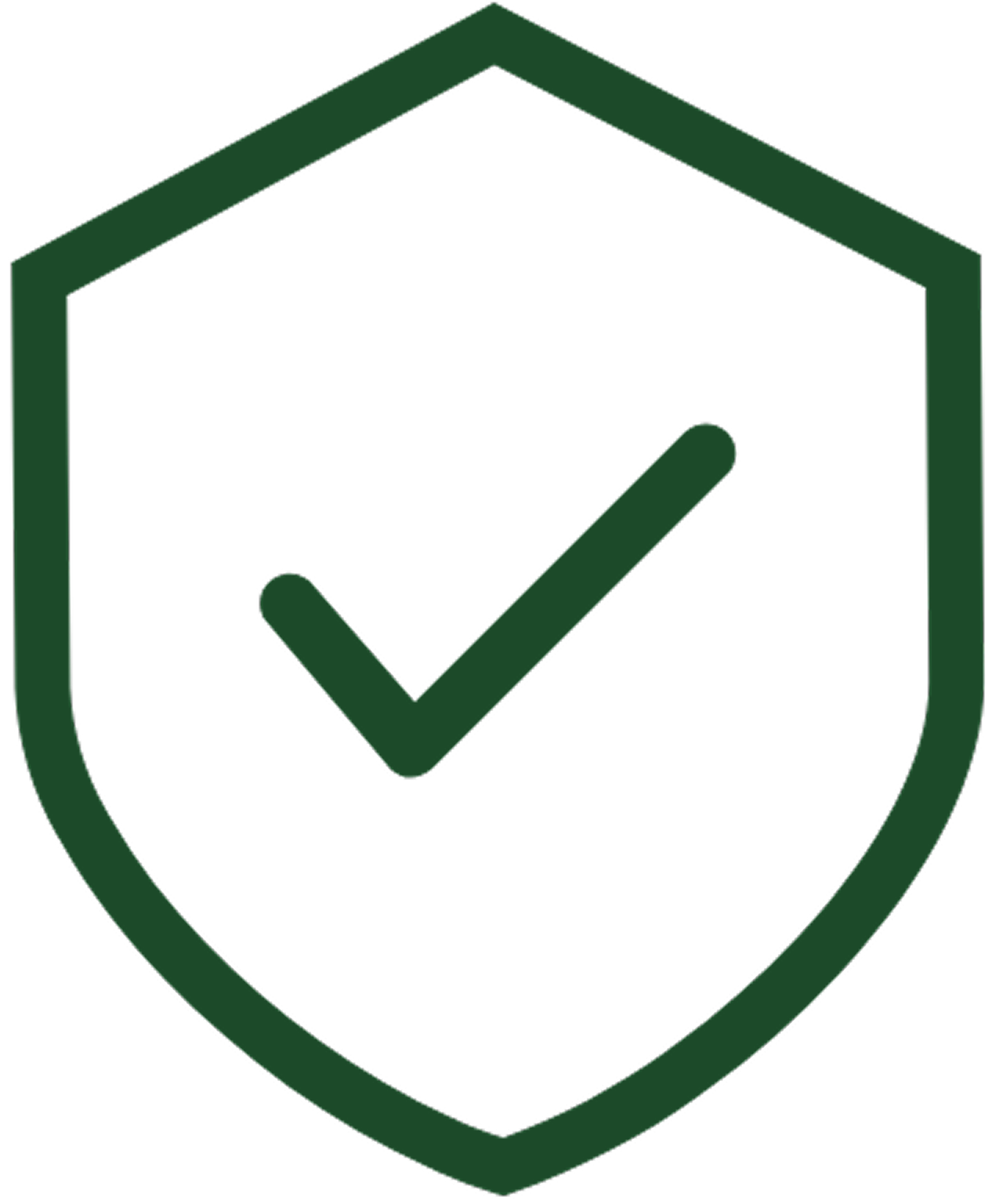 Green shield with a check mark inside.