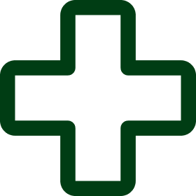 Green medical cross symbol on a white background.