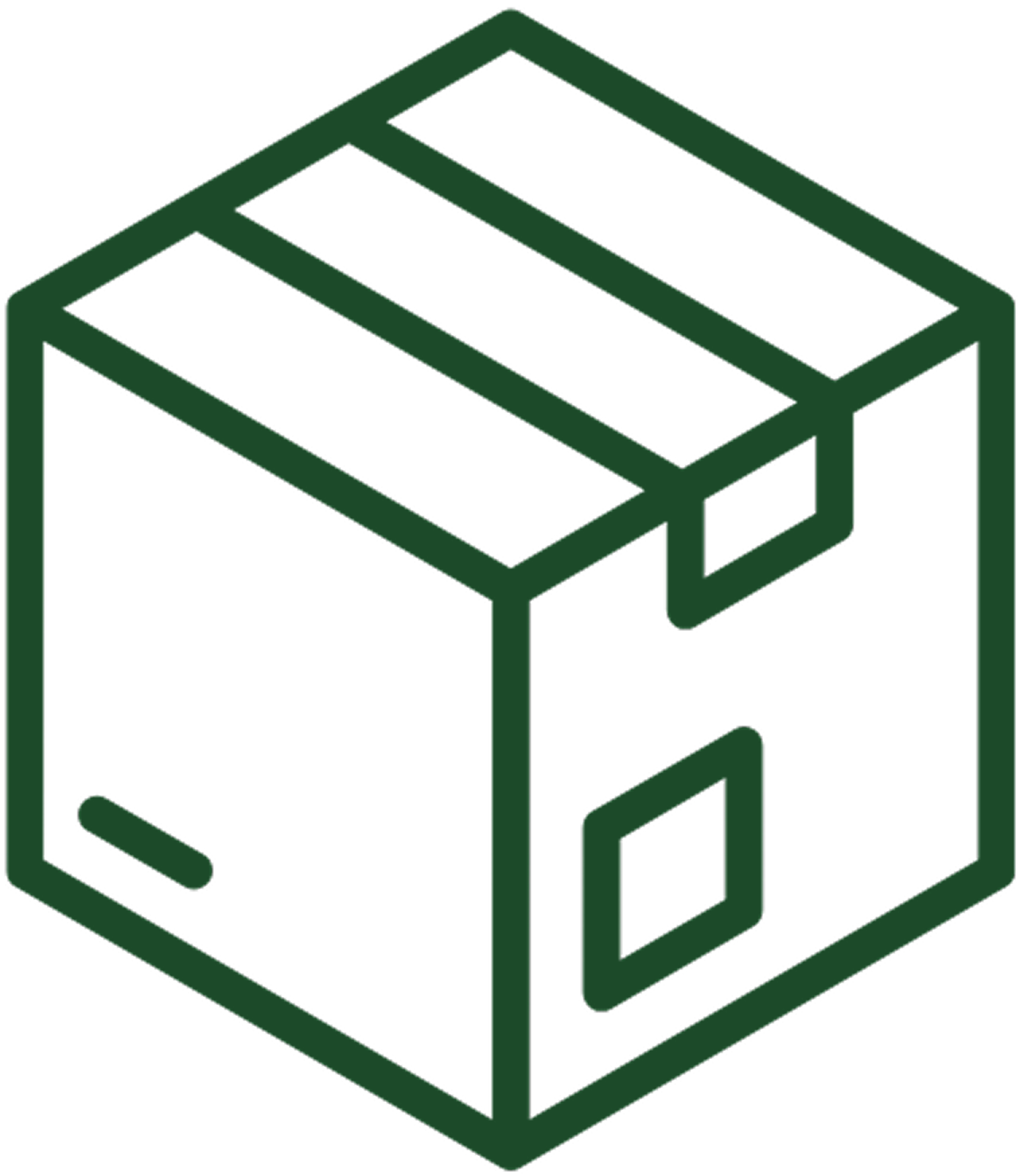Simple line drawing of a cardboard box.