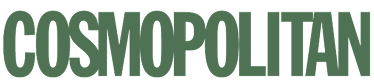 Green text logo of the word 'COSMOPOLITAN' on a transparent background.