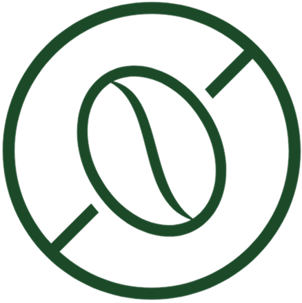 Green coffee bean icon inside a circular outline.