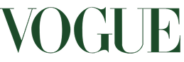 Green 'VOGUE' logo on a transparent background.