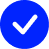 A white checkmark inside a blue circle.