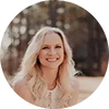 A smiling woman with long blonde wavy hair in a circular profile picture.