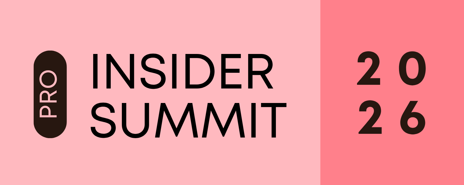 A graphic banner for the Pro Insider Summit 2026 on a pink background.