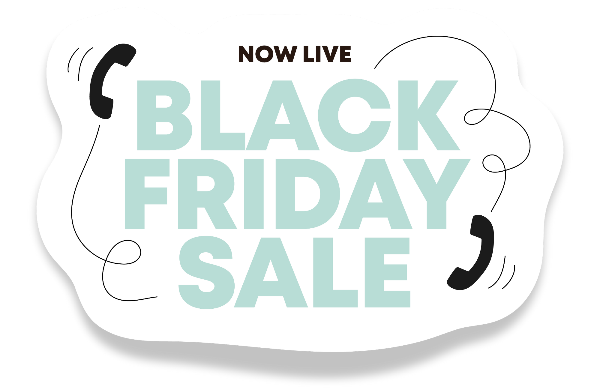 Black Friday Sale graphic with phones and curvy lines.