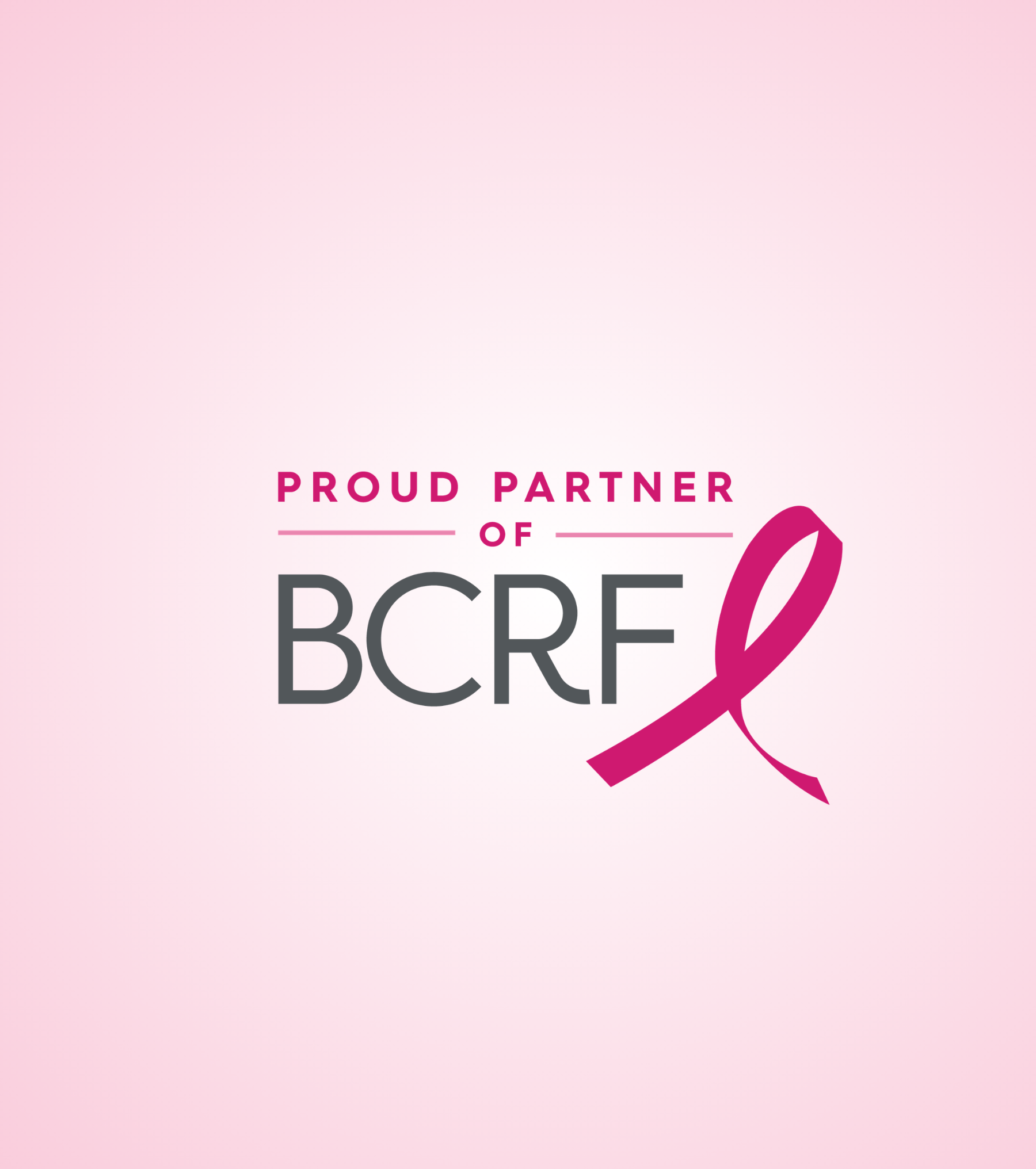 The Breast Cancer Research Foundation logo with the text 'Proud Partner of BCRF' and a pink ribbon.
