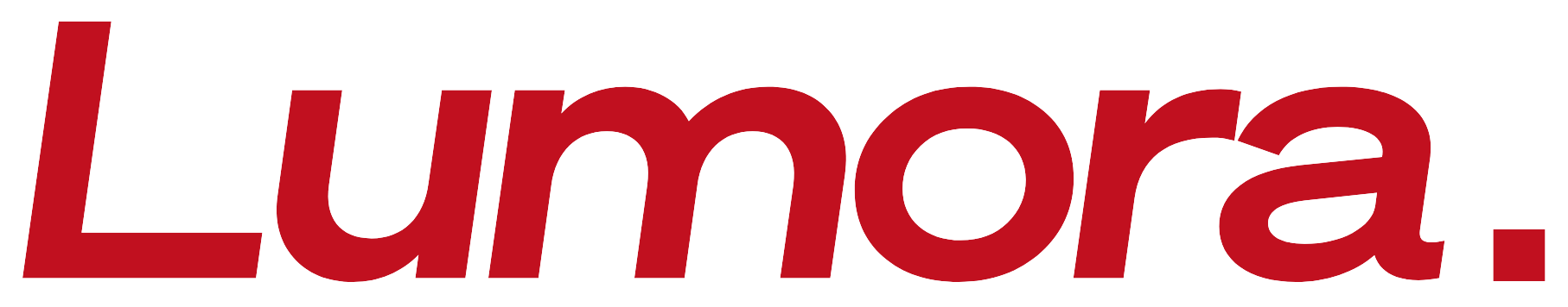 Red text logo displaying the word 'Lumora' on a white background.