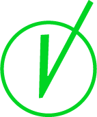 Green checkmark inside a circle on a transparent background.