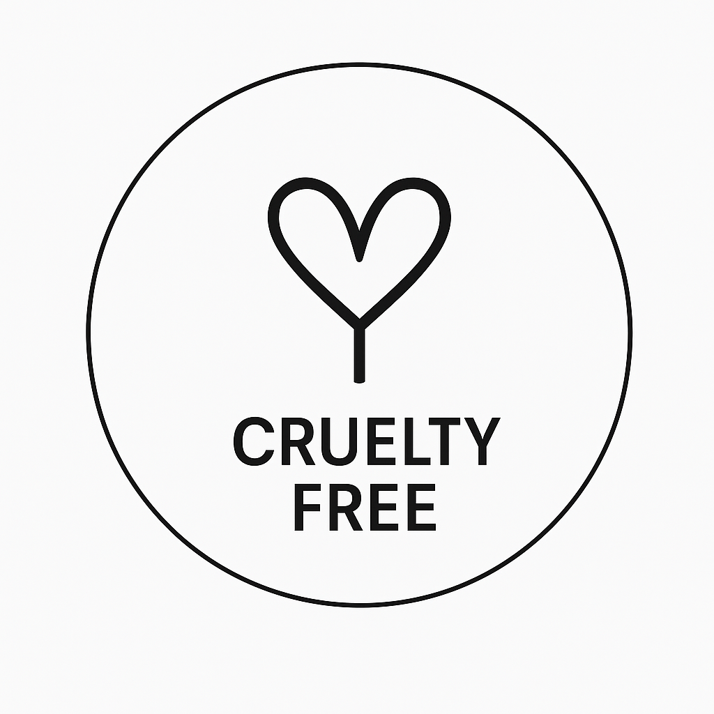 Black heart symbol above 'Cruelty Free' text inside a circle.