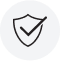 A shield icon with a checkmark inside, symbolizing security or protection.