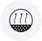 Icon of hair follicles on skin, in a circular frame.