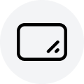 A simple black and white icon of a credit card.