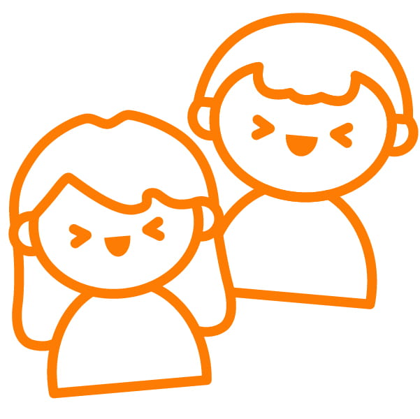 A green icon of a smiling child's face with wavy hair.