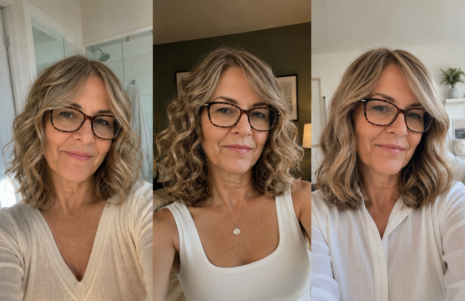 Donna con caschetto con diverse varianti di ricci e onde