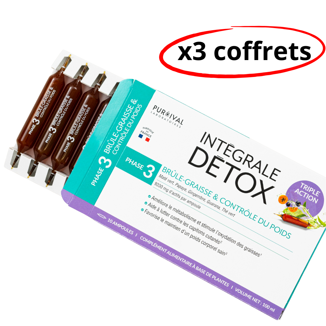 Box of Integrale Detox ampoules with French text and triple action label.