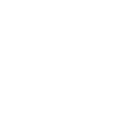 A black and white icon of the YouTube logo.