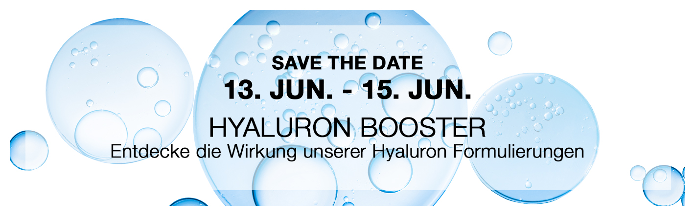 Text with bubbles promoting a Hyaluron Booster event on June 13-15.