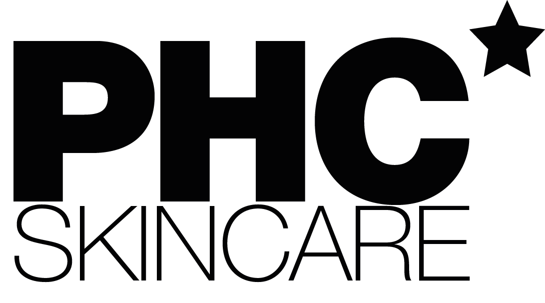 Black text logo 'PHC Skincare' with a star symbol.