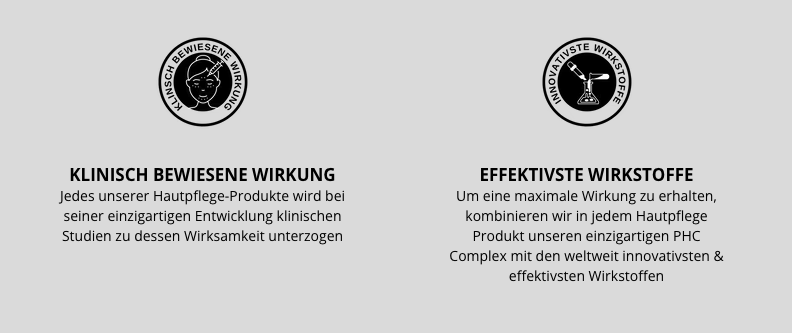 Two circular logos with German text and icons on a gray background.