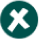 A green circle with a white 'X' in the center.
