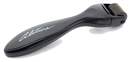Black handheld dermaroller with a textured roller and 'Alitura' logo on the handle.