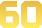 Gold number 60 on a transparent background.