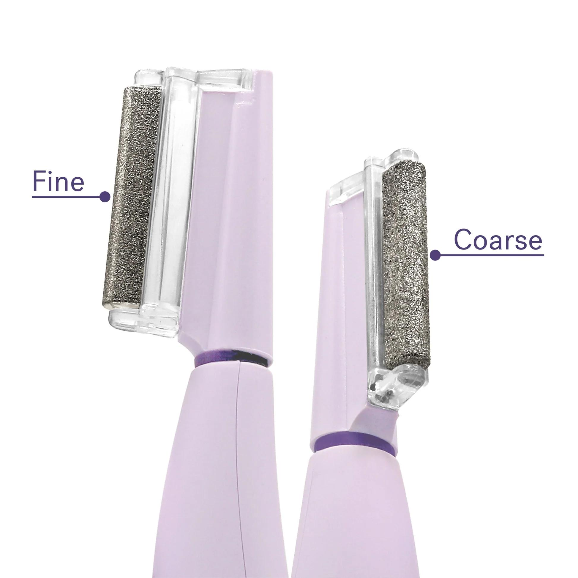 Two purple nail files labeled 'Fine' and 'Coarse'.