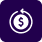 Purple icon with a dollar sign inside a circular arrow.