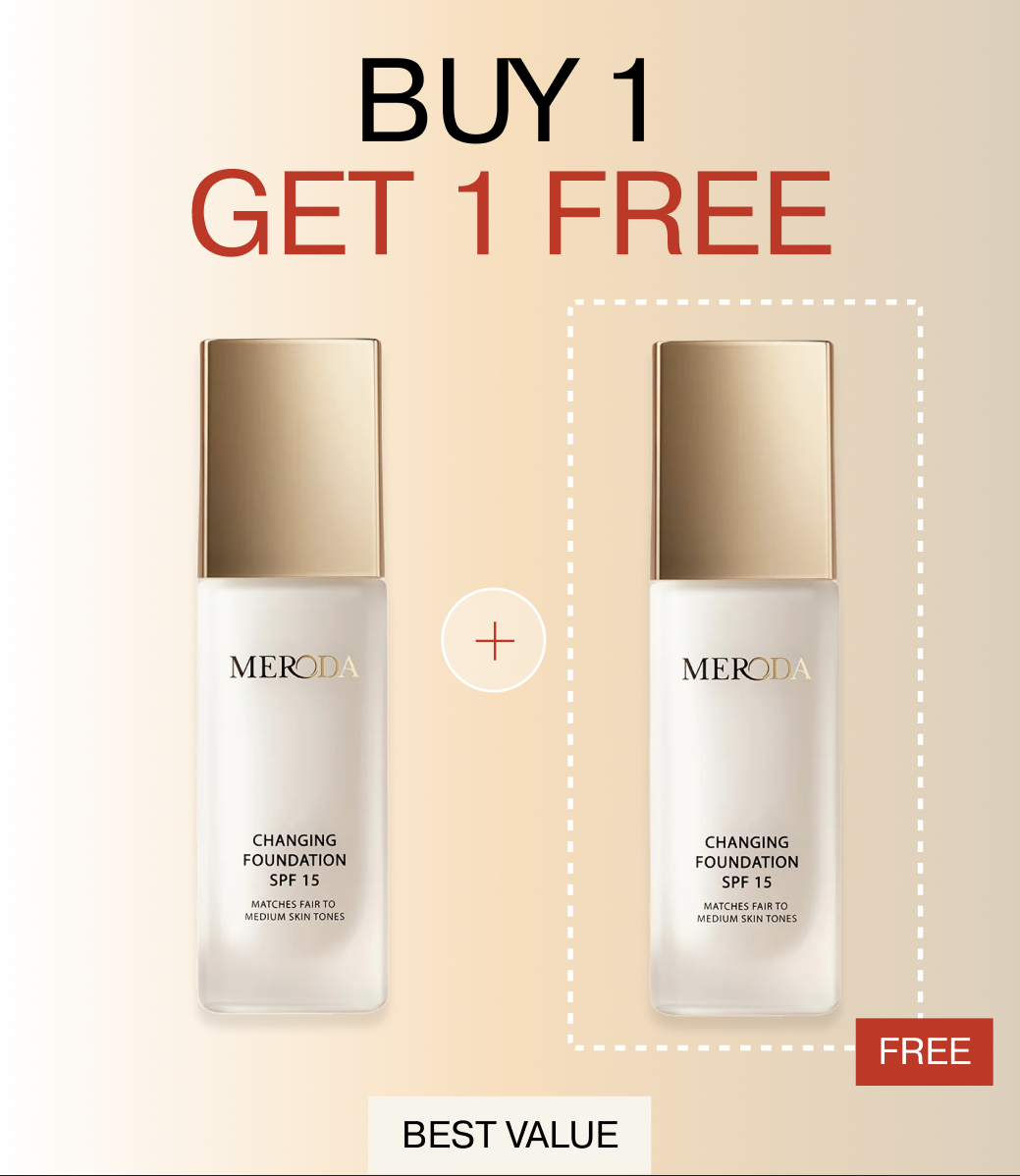 Two bottles of foundation with 'Buy 1 Get 1 Free' offer.