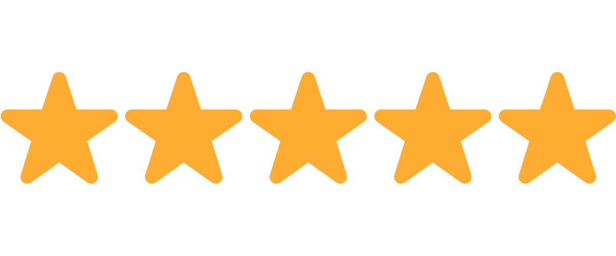 Five orange stars in a row on a white background.