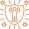 Illustration of a key inside a shield with radiating lines.