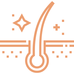 Illustration of a hair follicle with sparkles, symbolizing hair growth or health.