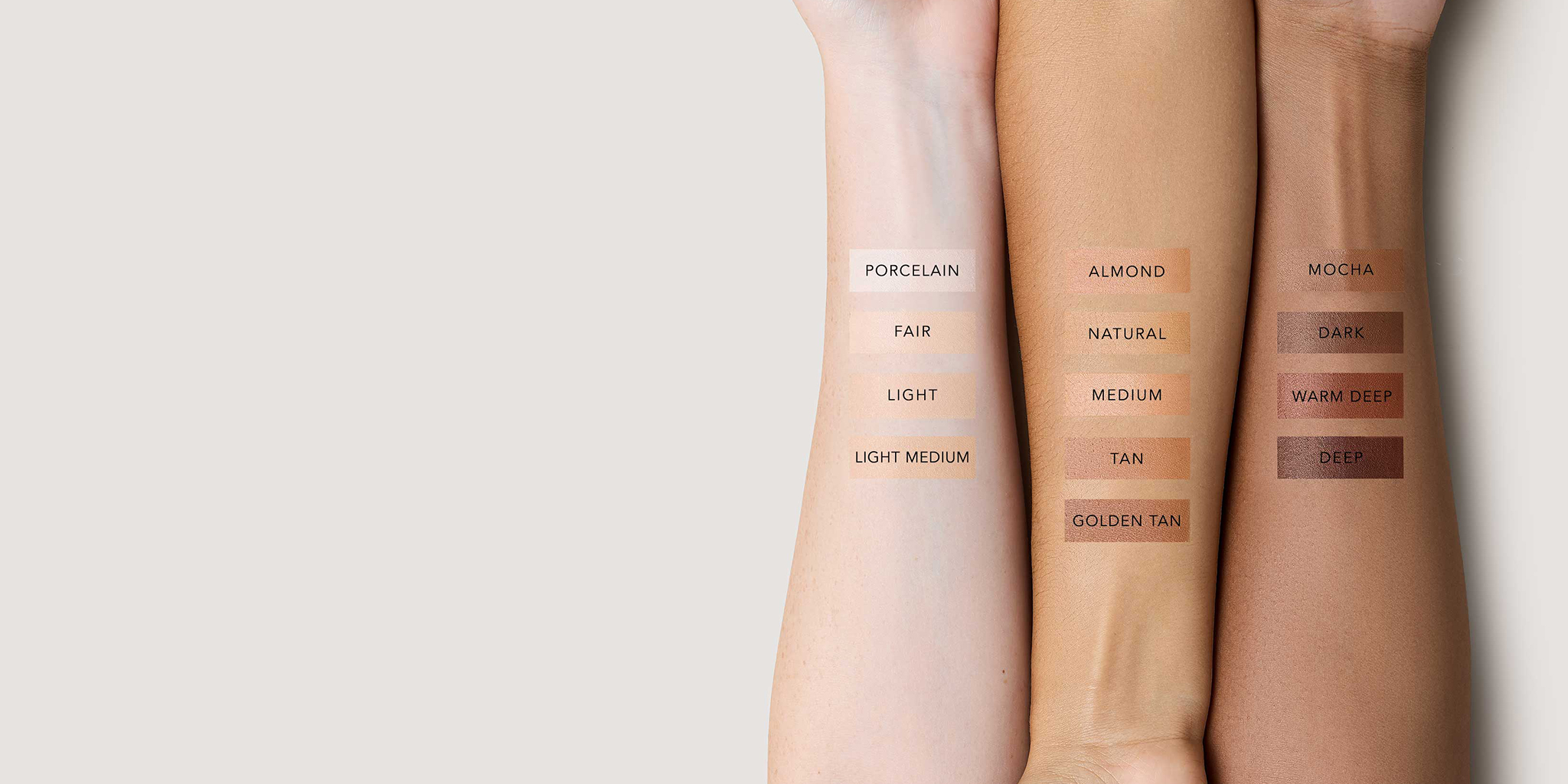 Three makeup compacts and brushes on a beige background.