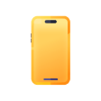 A stylized illustration of a yellow smartphone viewed from the front.