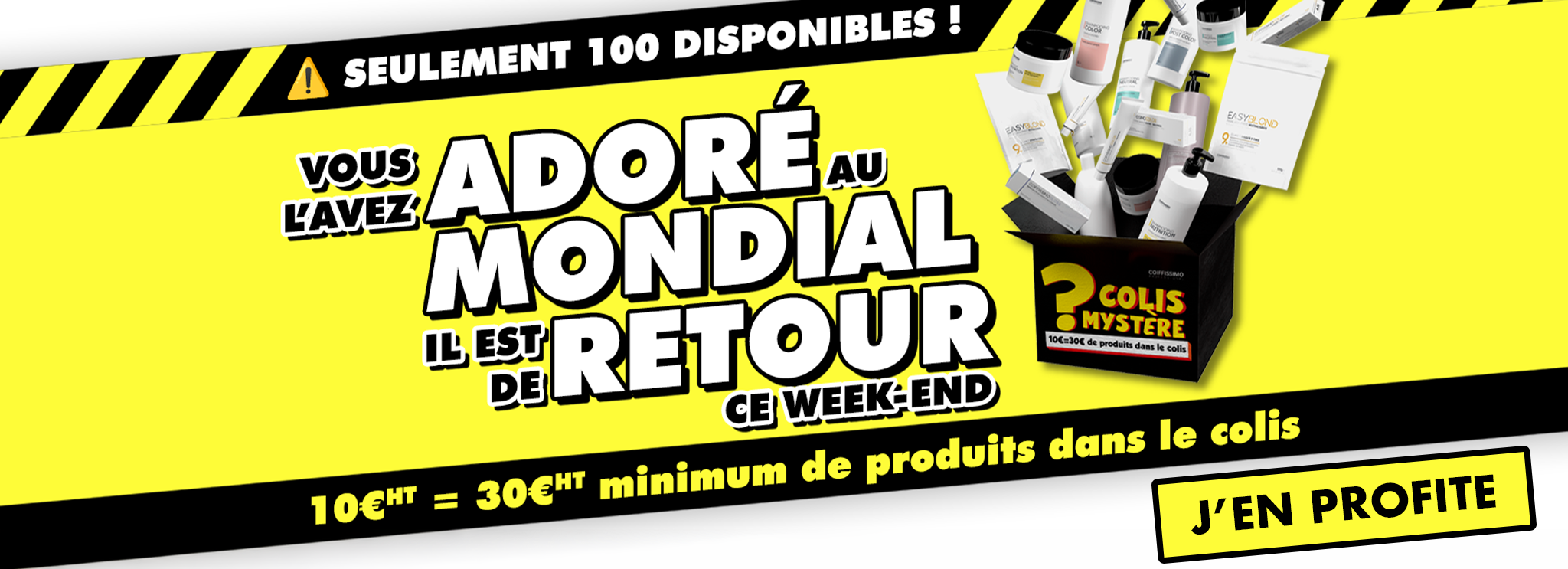 Packaging of Easyblond powder and Fiberprotech spray on a purple background with discount text.