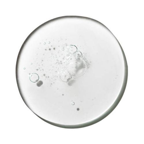 Clear gel circle with bubbles inside.