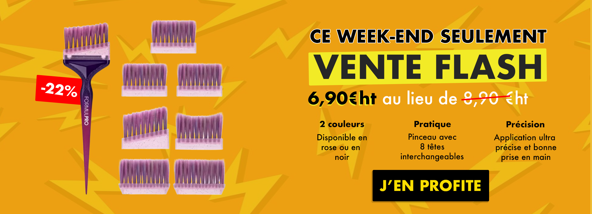 A promotional banner for Coiffissimo hair color products with various tubes on a blue background and sales text.