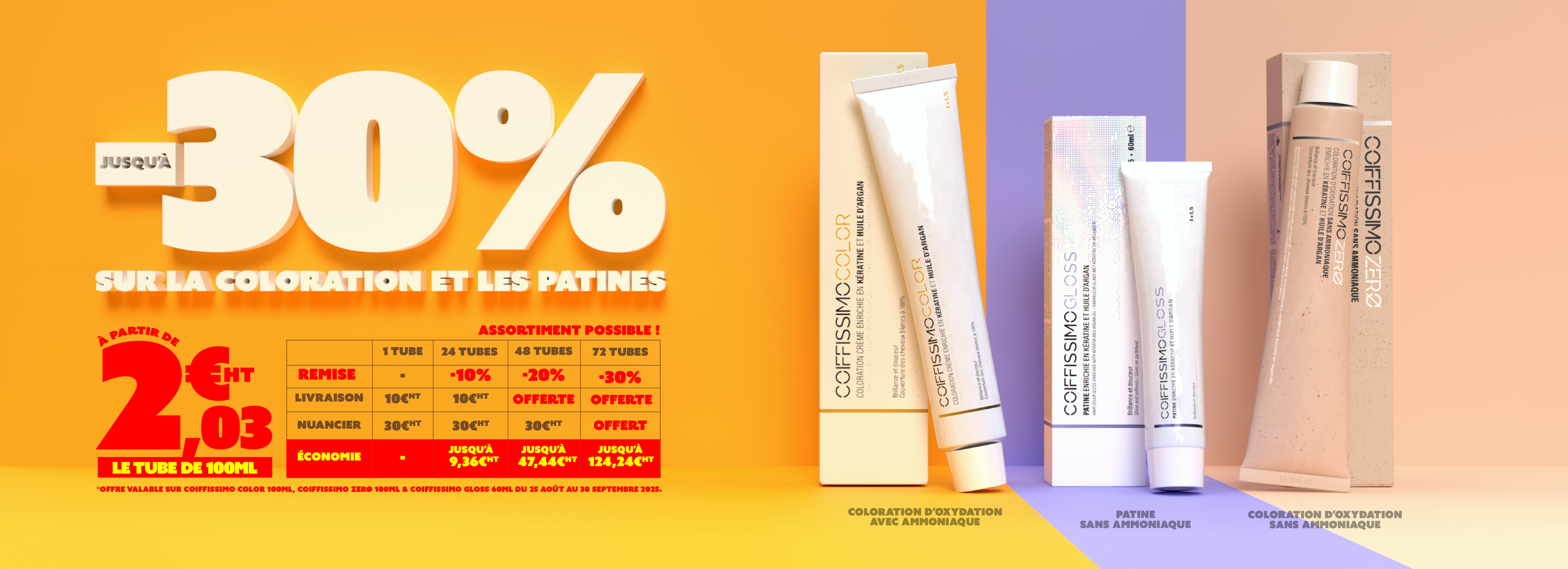 Promotional image for hair color products with a 30% discount offer.