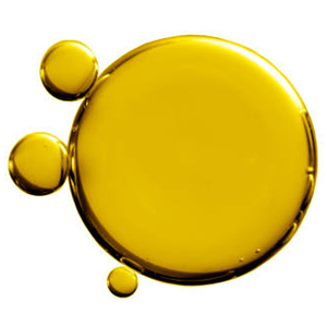 Yellow oil droplets on a white background.