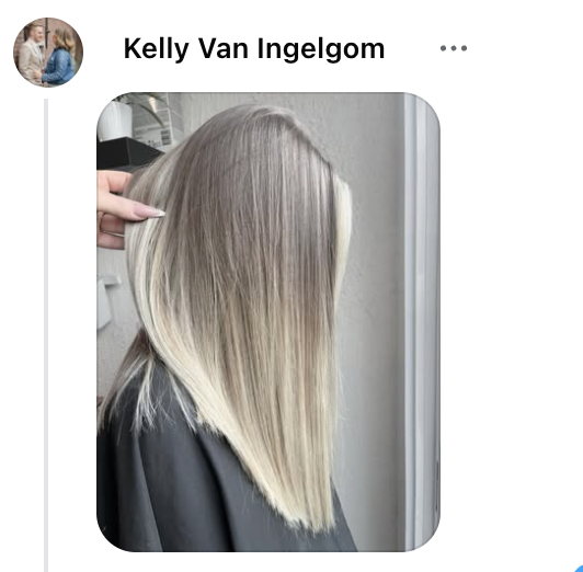 A woman's long, straight hair with an ashy blonde to platinum blonde balayage.