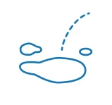 Simple line drawing of water splashes.